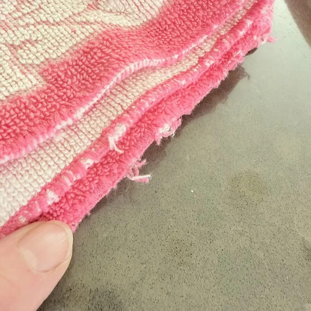 Vtg Fieldcrest Floral Pink Sculpted w/Fringe Bath/Hand Towels & Washcloths